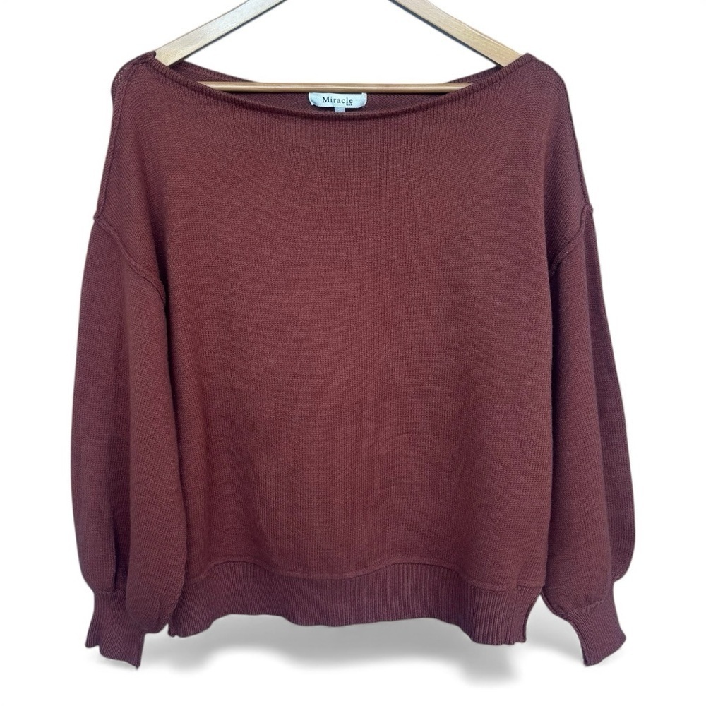 Miracle USA Off-the-Shoulder/Boatneck Dolman Sweater in Rich Brown Size M/L